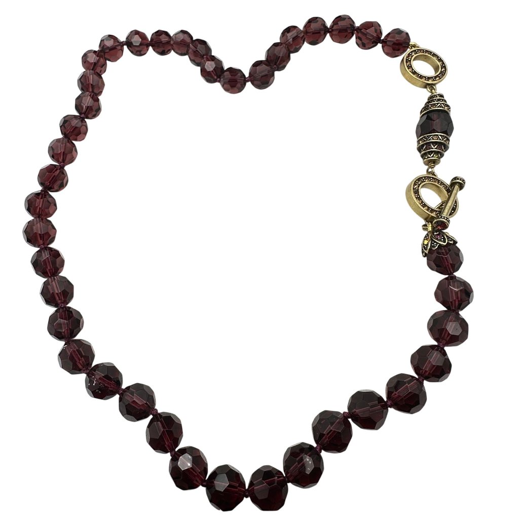 Heidi Daus Multicolor Crystal Purple Glass Bronze Toggle 24 Inch Necklace